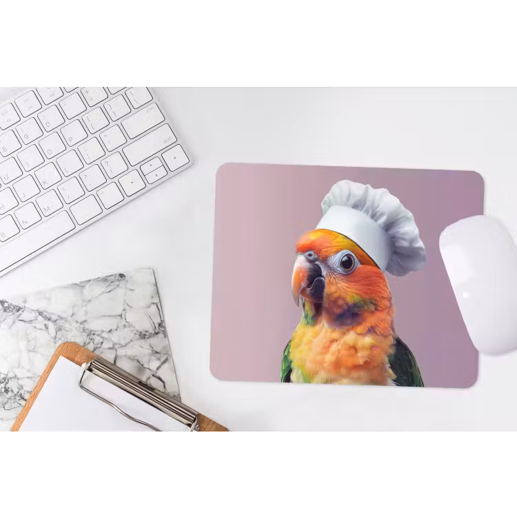 Papegaai - Koksmuts - Nieuwsgierig - Vogel muismat rubber klein -witbureau