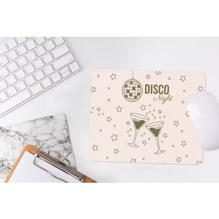 Feest - Disco - Drank - Illustratie - Groen muismat rubber klein -witbureau