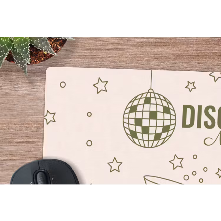 Feest - Disco - Drank - Illustratie - Groen muismat rubber klein -closeup