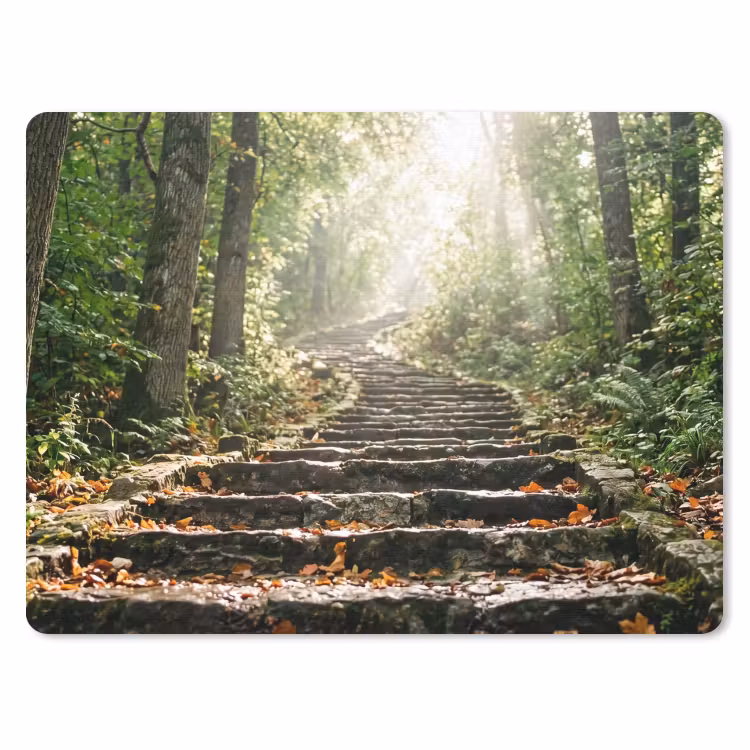 Stenen - Trap - Bos - Natuur muismat rubber klein -3d