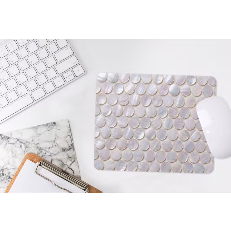 Patroon - Cirkels - Abstract - Modern - Wit muismat rubber klein -witbureau