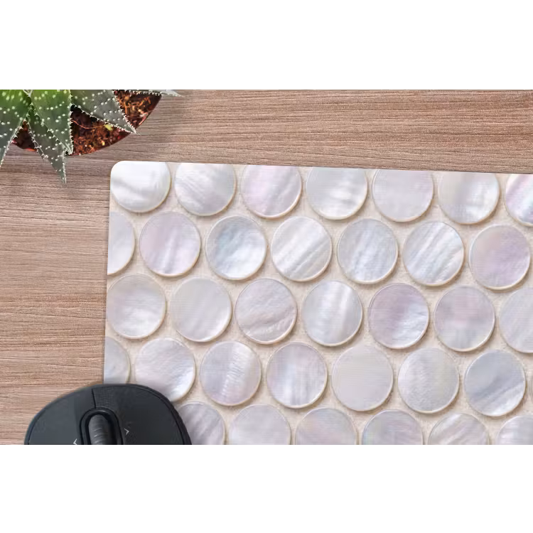 Patroon - Cirkels - Abstract - Modern - Wit muismat rubber klein -closeup