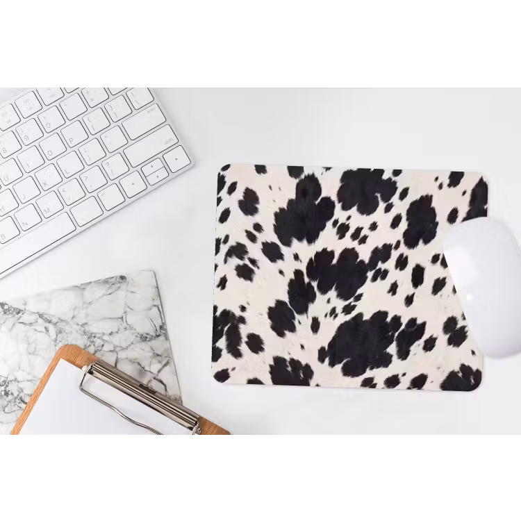 Patroon - Vacht - Zwart - Wit muismat rubber klein -witbureau