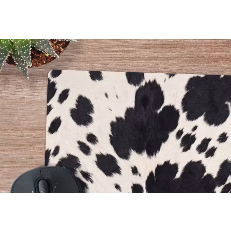 Patroon - Vacht - Zwart - Wit muismat rubber klein -closeup