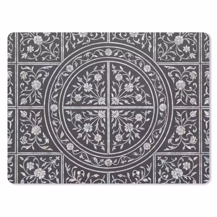 Patroon - Bloemmotief - Decoratie - Klassiek - Zwart muismat rubber klein -3d