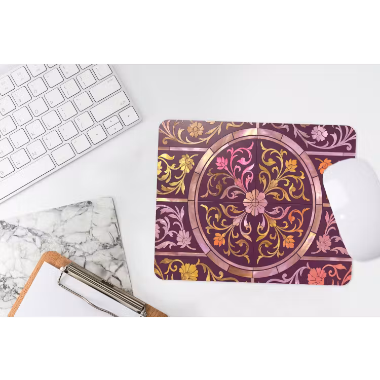 Patroon - Floraal - Oosters - Paars - Goud muismat rubber klein -witbureau