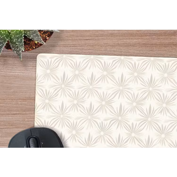 Patroon - Bloemen - Beige muismat rubber klein 262 -closeup