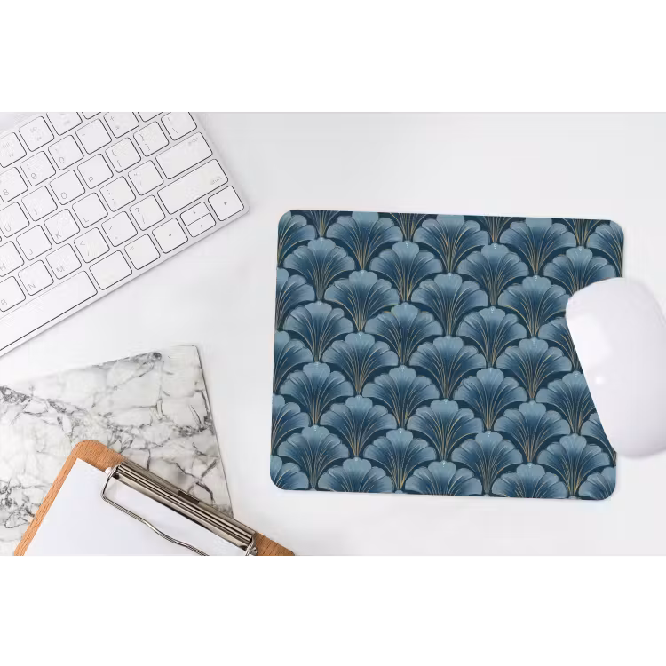 Patroon - Ginkgoblad - Blauw muismat rubber klein 262 -witbureau