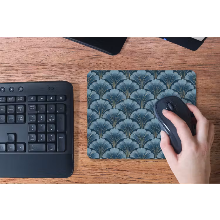 Patroon - Ginkgoblad - Blauw muismat rubber klein 262 -toetsenbord