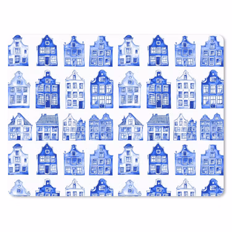 Patroon - Huizen - Blauw muismat rubber klein 262 -3d