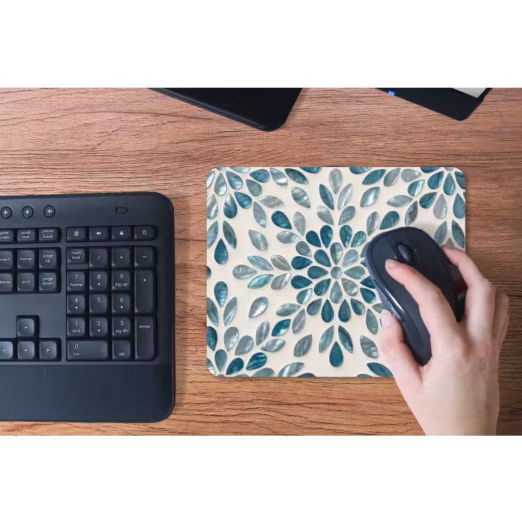 Patroon - Bladeren - Abstract - Modern - Turquoise muismat rubber klein -toetsenbord