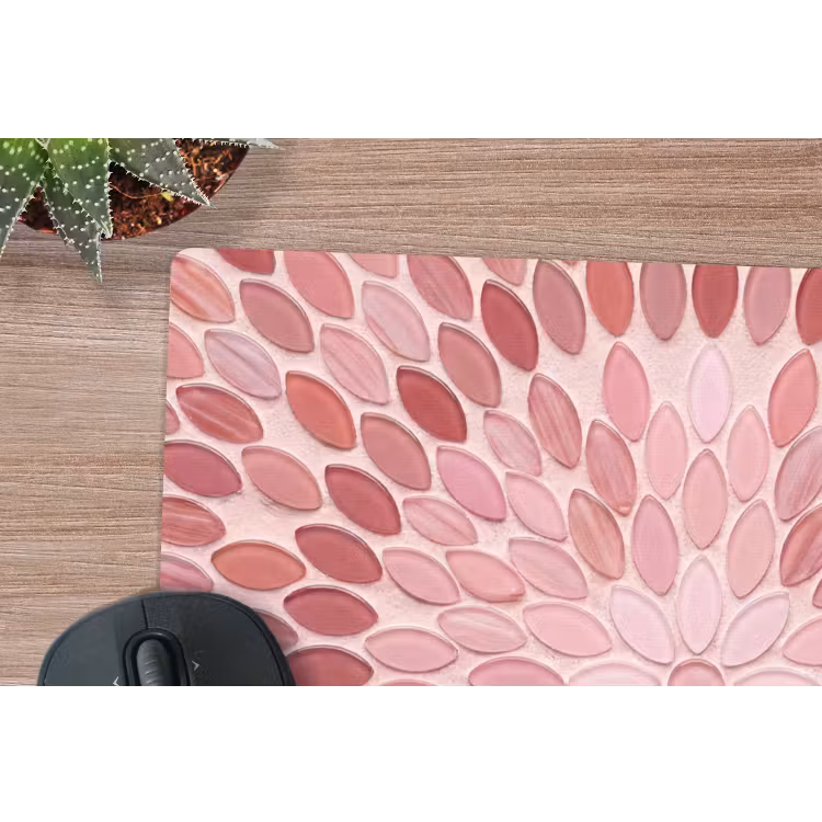 Patroon - Mozaïek - Ovaal - Abstract - Roze muismat rubber klein -closeup