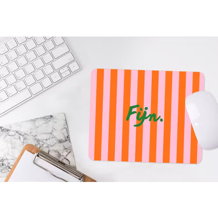 Patroon - Oranje - Fijn - Strepen muismat rubber klein -witbureau