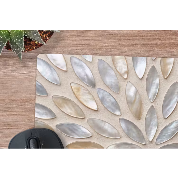 Patroon - Ovaal - Glanzend - Abstract - Beige muismat rubber klein -closeup