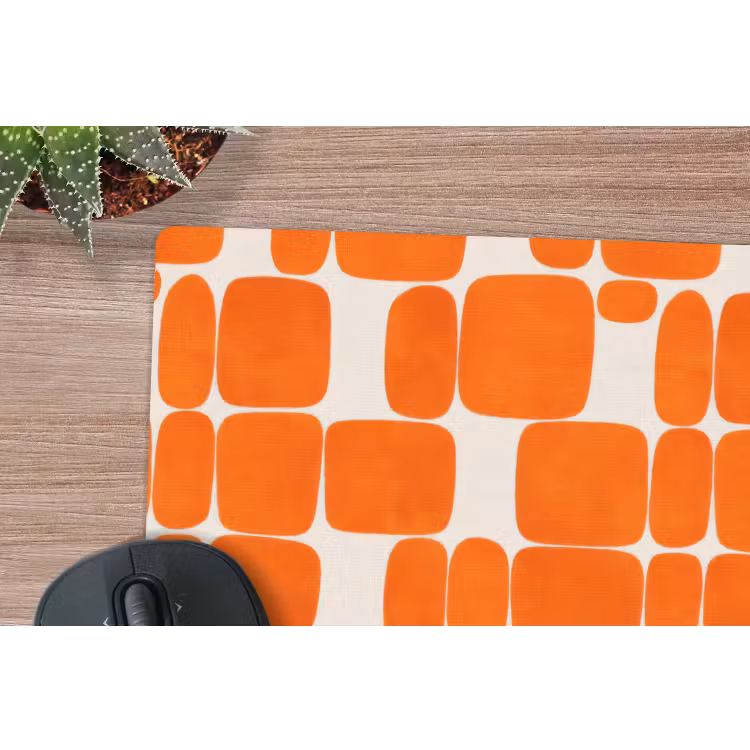Patroon - Retro - Oranje muismat rubber klein 262 -closeup