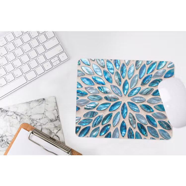 Patroon - Glans - Abstract - Blauw - Decoratie muismat rubber klein -witbureau