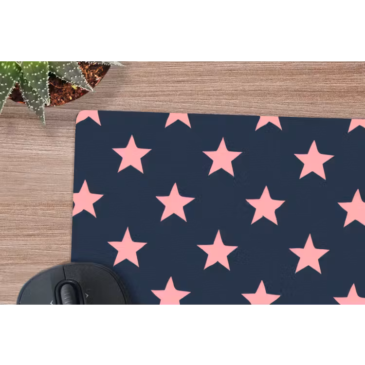 Patroon - Sterren - Roze muismat rubber klein 262 -closeup