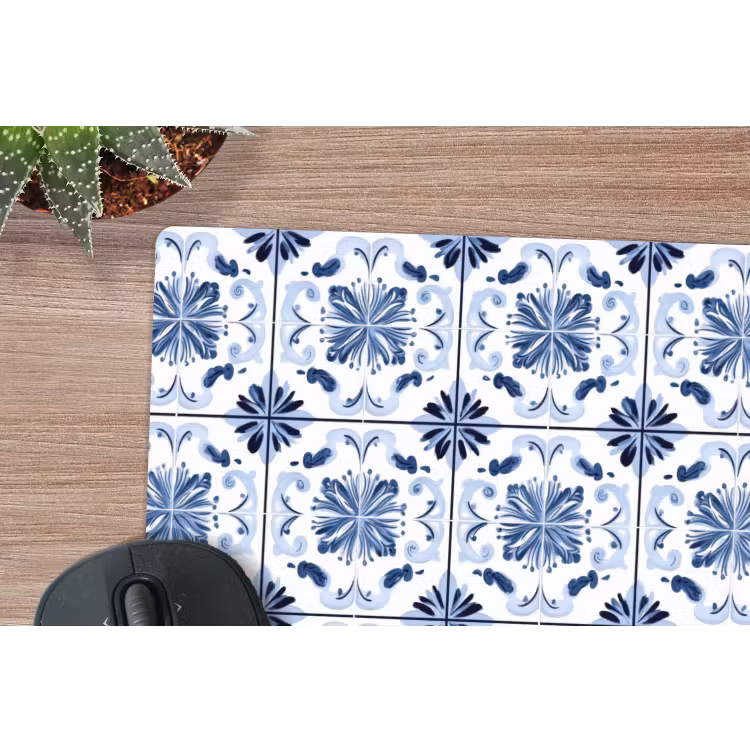 Patroon - Tegel - Blauw muismat rubber klein 262 -closeup