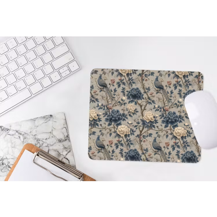 Pauw - Bloemen - Blauw muismat rubber klein 262 -witbureau