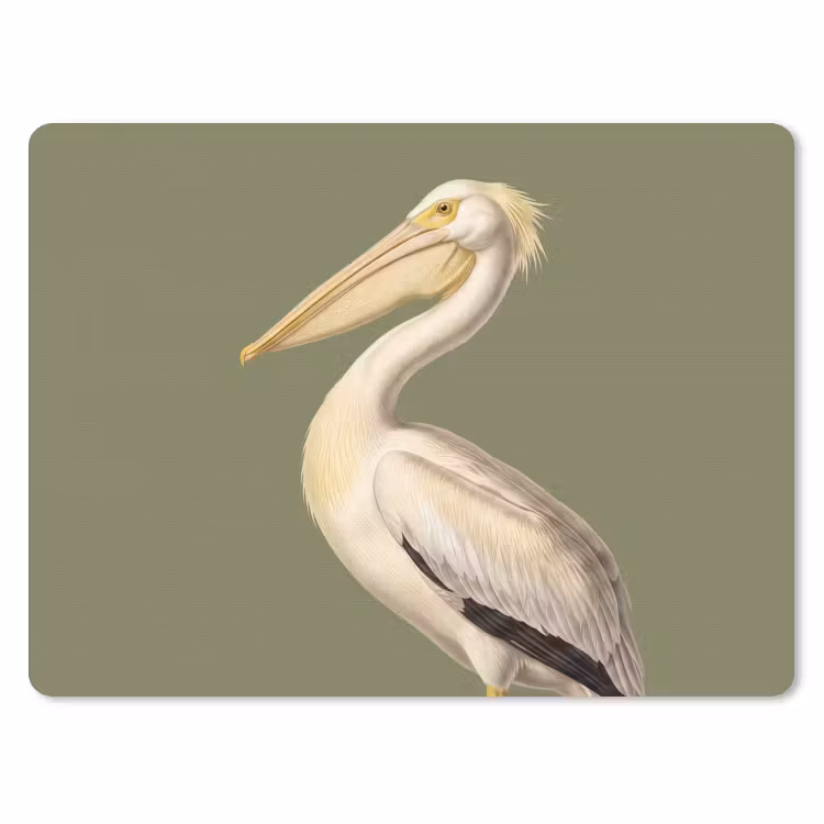 Pelikaan - Wit - Vogel - Klassiek - Natuur muismat rubber klein -3d