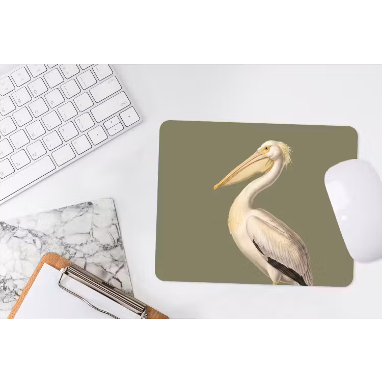 Pelikaan - Wit - Vogel - Klassiek - Natuur muismat rubber klein -witbureau