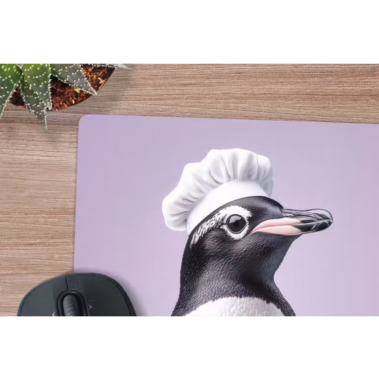 Pinguïn - Koksmuts - Lief - Paars muismat rubber klein -closeup