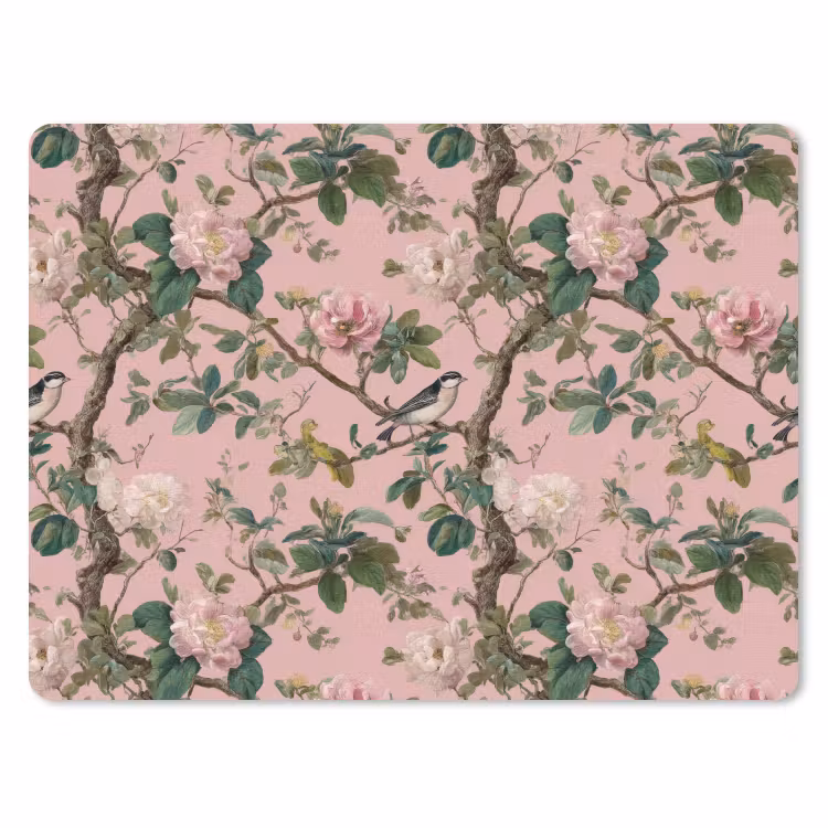 Pioenrozen - Botanisch - Vogel muismat rubber klein 262 -3d