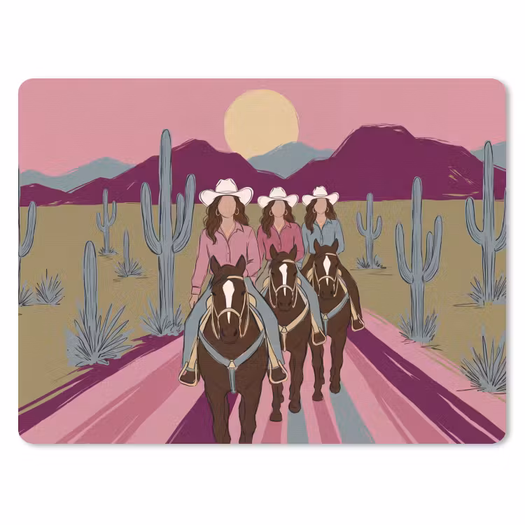Mensen - Paard - Woestijn - Abstract - Roze muismat rubber klein -3d