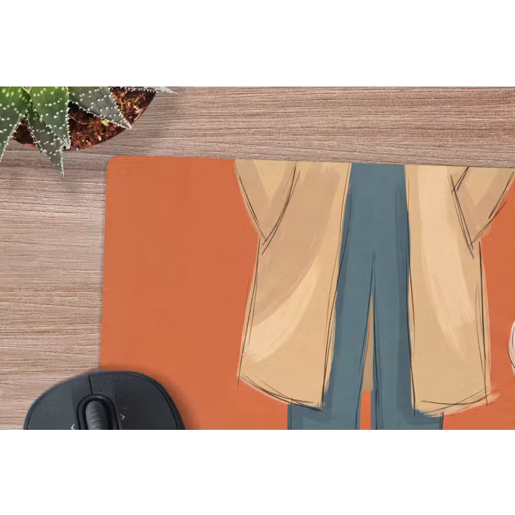 Persoon - Hond - Dieren - Illustratie - Modern muismat rubber klein -closeup
