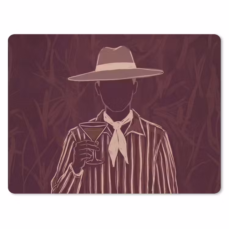 Mens - Hoed - Cocktail - Abstract - Bruin muismat rubber klein -3d
