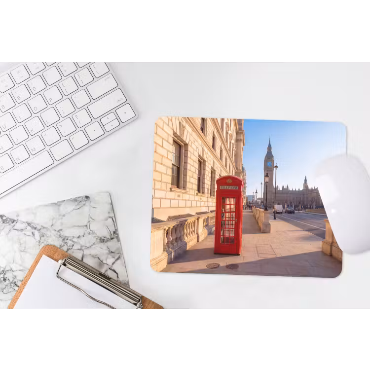 Telefooncel - Rood - Londen - Stad - Architectuur muismat rubber klein -witbureau