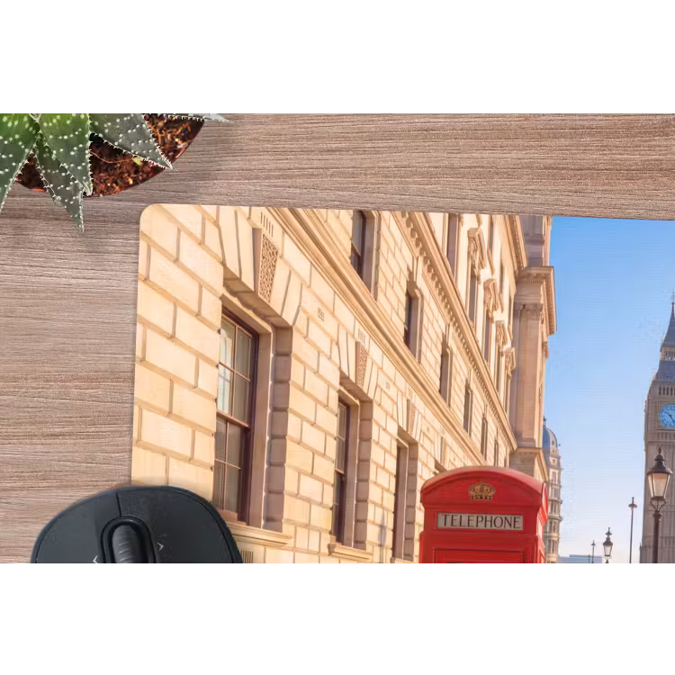 Telefooncel - Rood - Londen - Stad - Architectuur muismat rubber klein -closeup