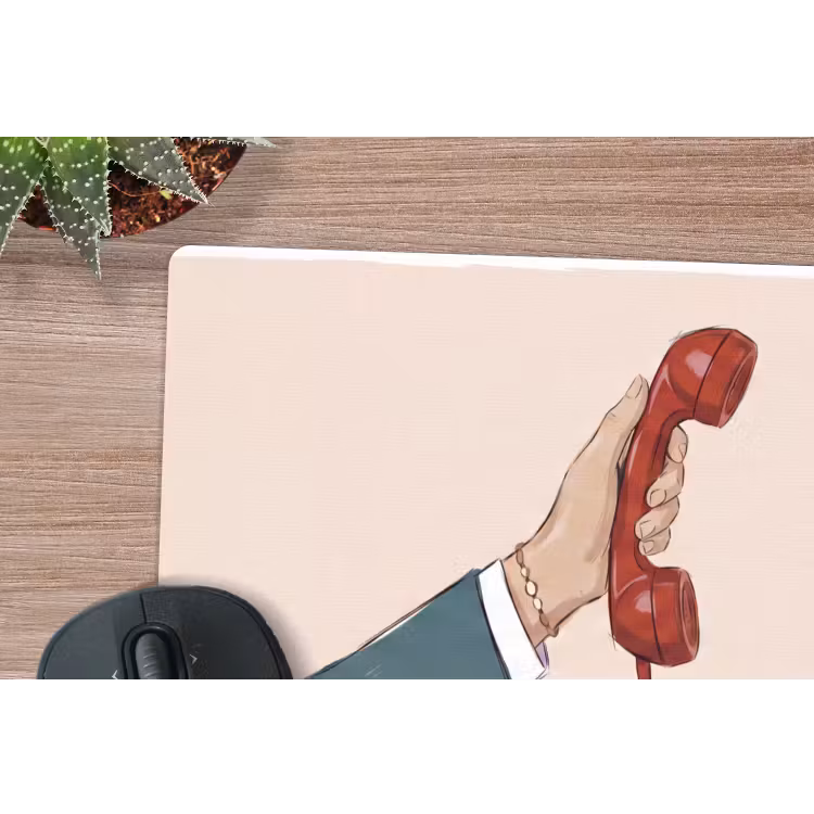 Telefoon - Hand - Vintage - Communicatie - Rood muismat rubber klein -closeup