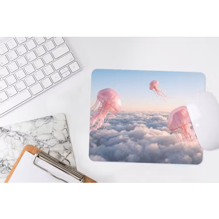 Mouse Pad - Pink Animal - Clouds - Roze dier - Wolken muismat rubber klein