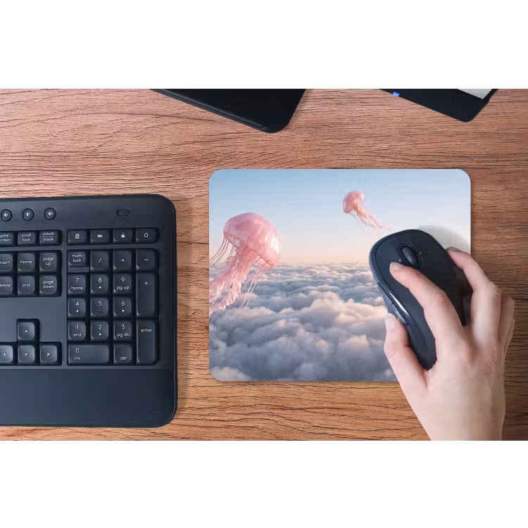 Mouse Pad - Pink Animal - Clouds - Roze dier - Wolken muismat rubber klein