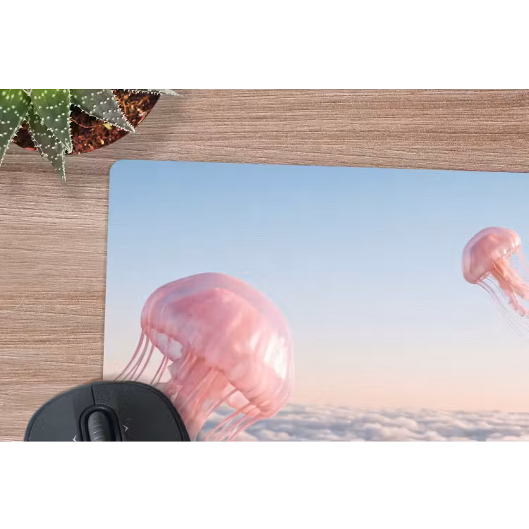 Mouse Pad - Pink Animal - Clouds - Roze dier - Wolken muismat rubber klein