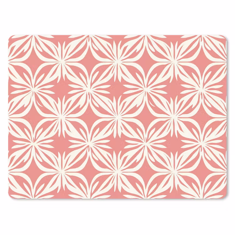 Roze - Bloemenmotief - Wit - Modern muismat rubber klein 262 -3d