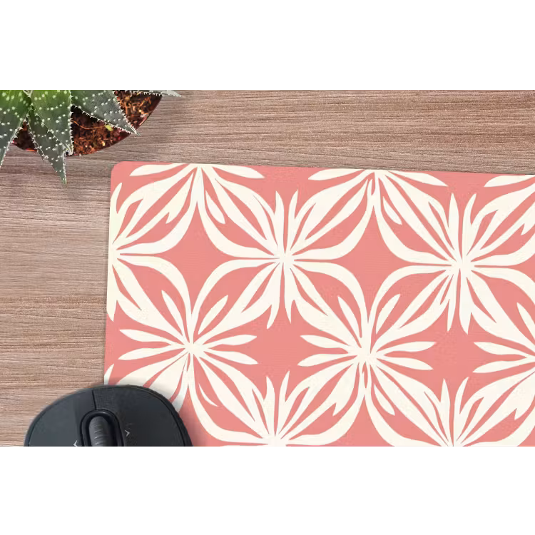 Roze - Bloemenmotief - Wit - Modern muismat rubber klein 262 -closeup