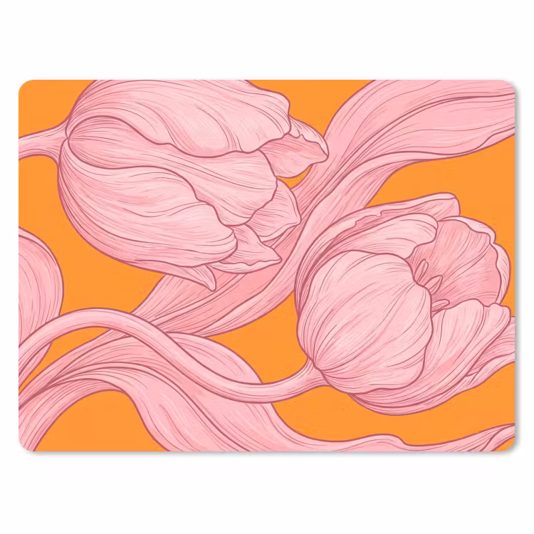 Mouse Pad - Pink Flowers - Modern - Roze bloemen - Modern muismat rubber klein