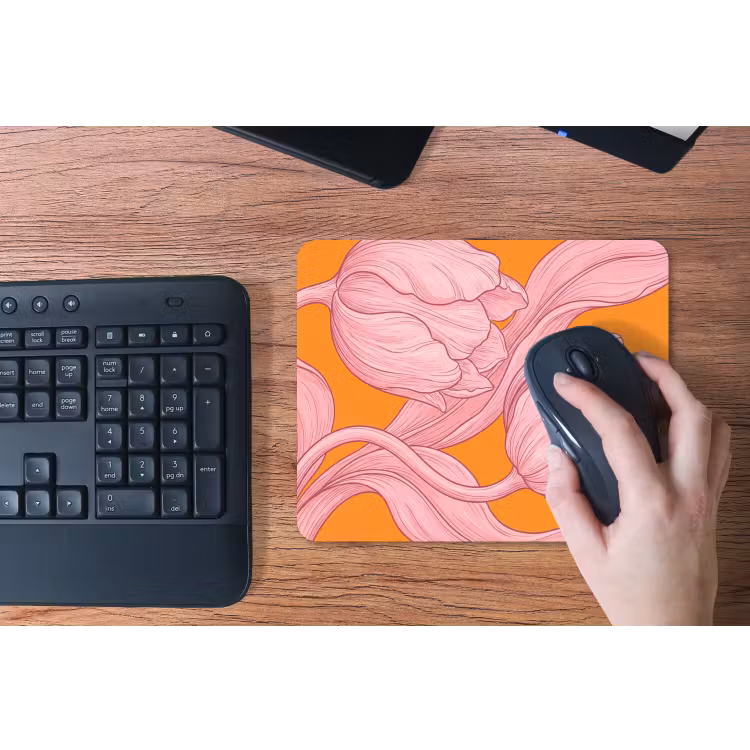 Mouse Pad - Pink Flowers - Modern - Roze bloemen - Modern muismat rubber klein
