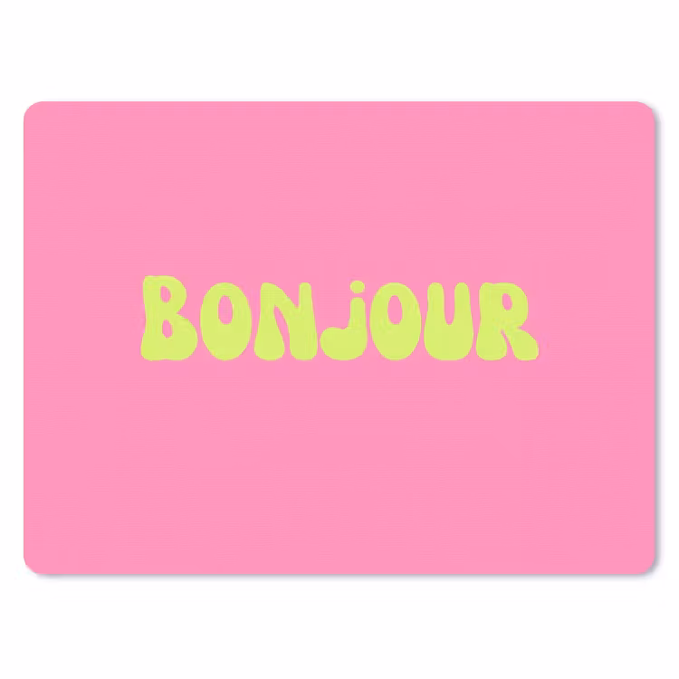 Roze - Groene bonjour - Organisch muismat rubber klein -3d