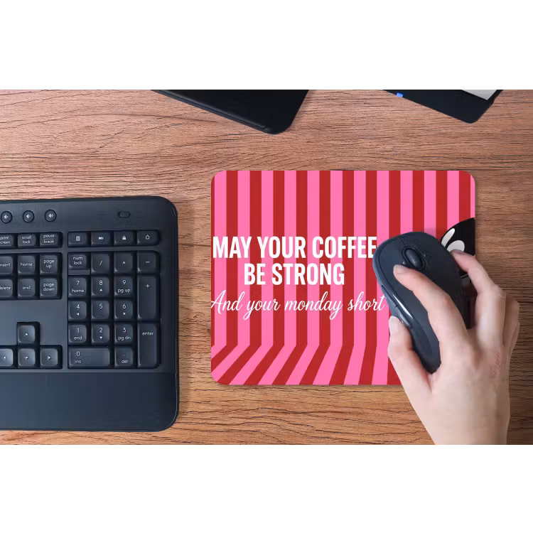 Roze - Strepen - Koffie - Maandag muismat rubber klein -toetsenbord