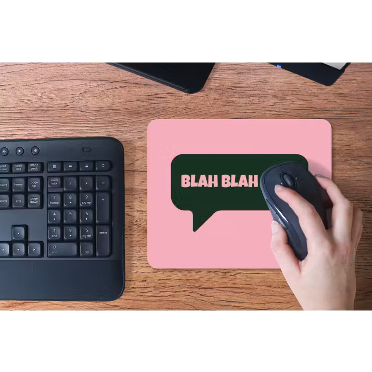 Roze - Tekstwolk - Groen - BLAH BLAH BLAH muismat rubber klein -toetsenbord