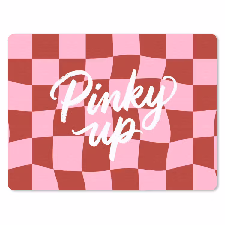 Pinky up - Geblokt - Bordeauxrood muismat rubber klein -3d