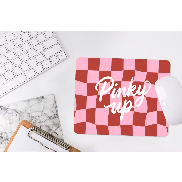 Pinky up - Geblokt - Bordeauxrood muismat rubber klein -witbureau