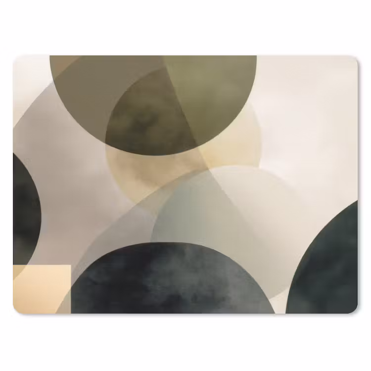Vlakken - Abstract - Beige - Cirkels muismat rubber klein -3d