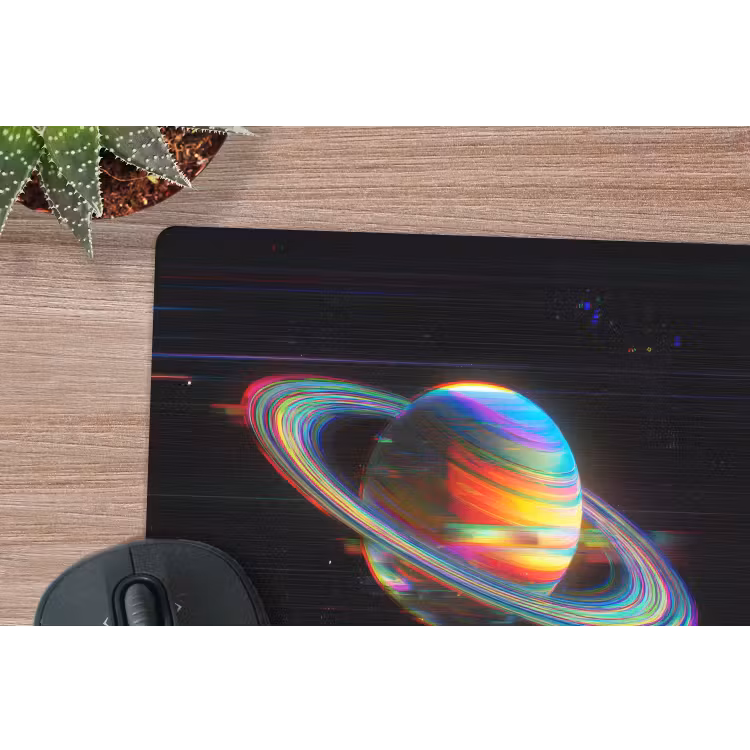 Planeet - Cirkel - Kleurrijk muismat rubber klein -closeup