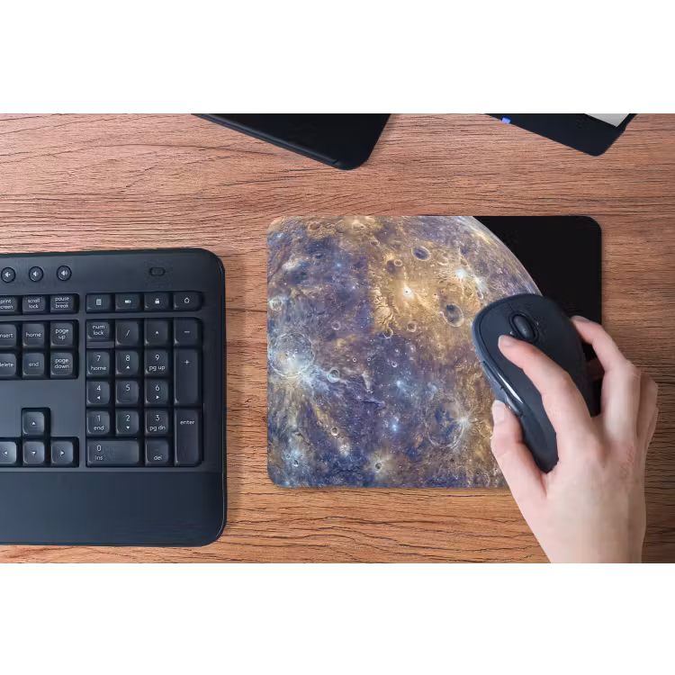 Mouse Pad - Planet - Craters - Space - Planeet - Kraters - Ruimte muismat rubber klein