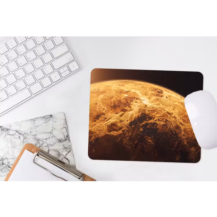 Mouse Pad - Planet - Space - Orange - Planeet - Ruimte - Oranje muismat rubber klein