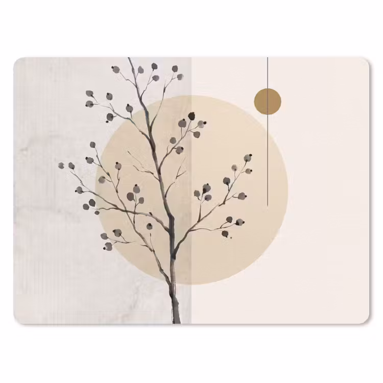 Mouse Pad - Plant - Abstract - Beige - Plant - Abstract - Beige muismat rubber klein